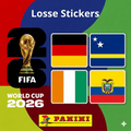 Set of Collexstickers World Cup 2026 featuring Germany, Curaçao, Ivory Coast, and Ecuador flags and sports icons.