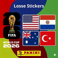 Collexstickers World Cup 2026 loose stickers featuring USA, Paraguay, Australia, and Turkey football team designs.