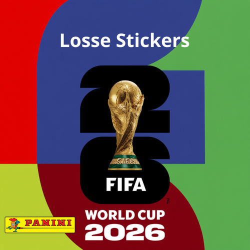 Collexstickers World Cup 2026 loose stickers featuring Panini-style football players and World Cup 2026 logo.
